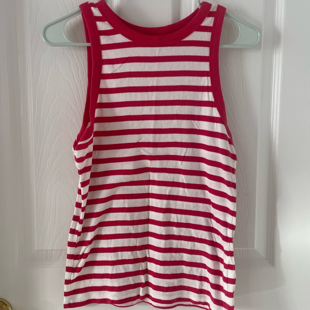 a new day Red and White Striped Top